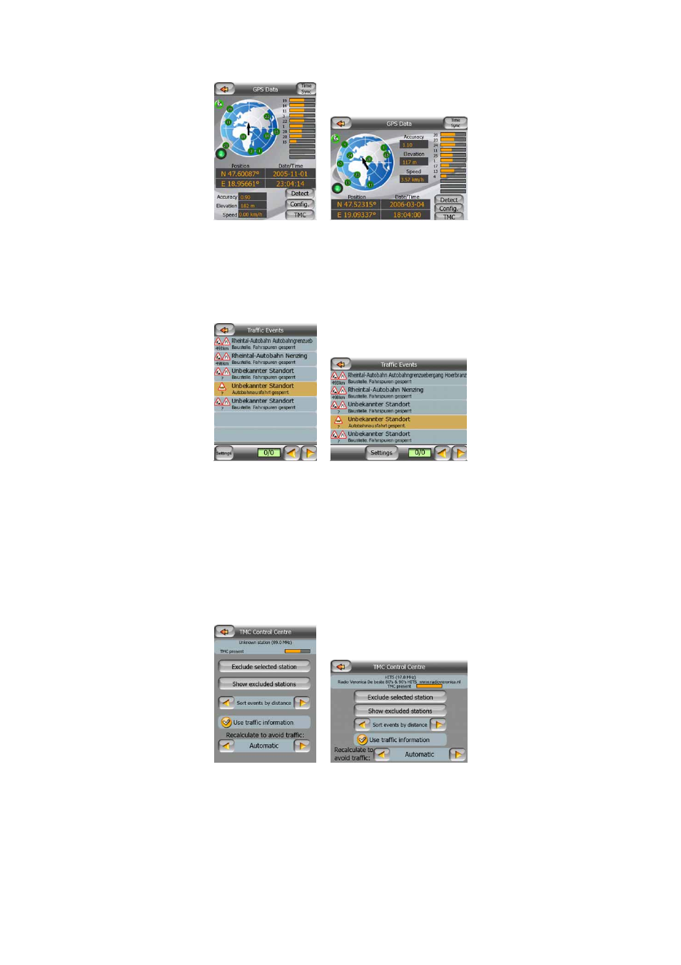 List of tmc messages, Tmc control centre, Selected fm radio station | 1 list, Of tmc messages, 2 tmc, Control centre, 1 selected, Fm radio station | Mio A701 User Manual | Page 55 / 91
