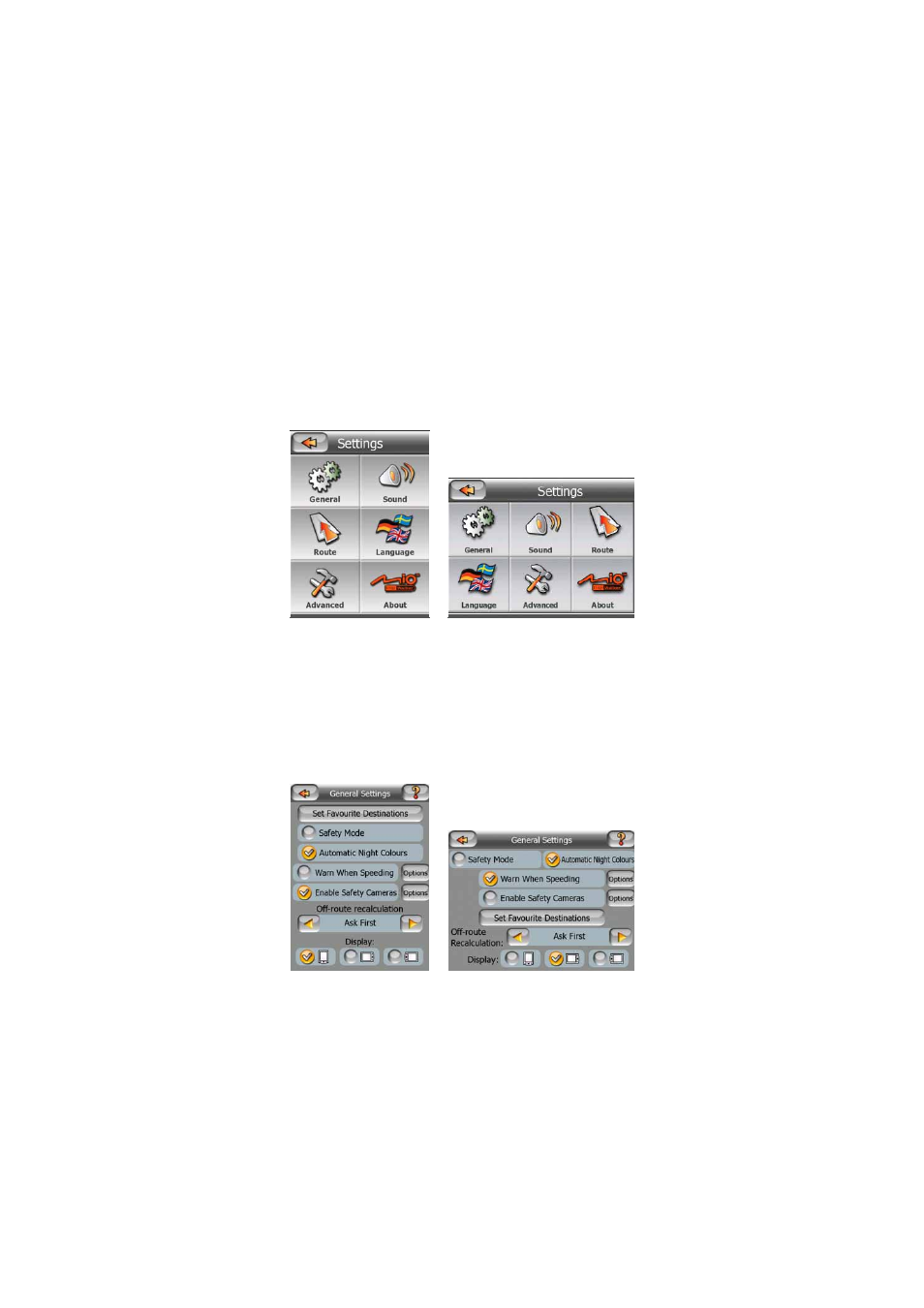 Settings, General settings, Safety mode | 6 settings, 1 general settings, 1 safety mode | Mio A701 User Manual | Page 68 / 91