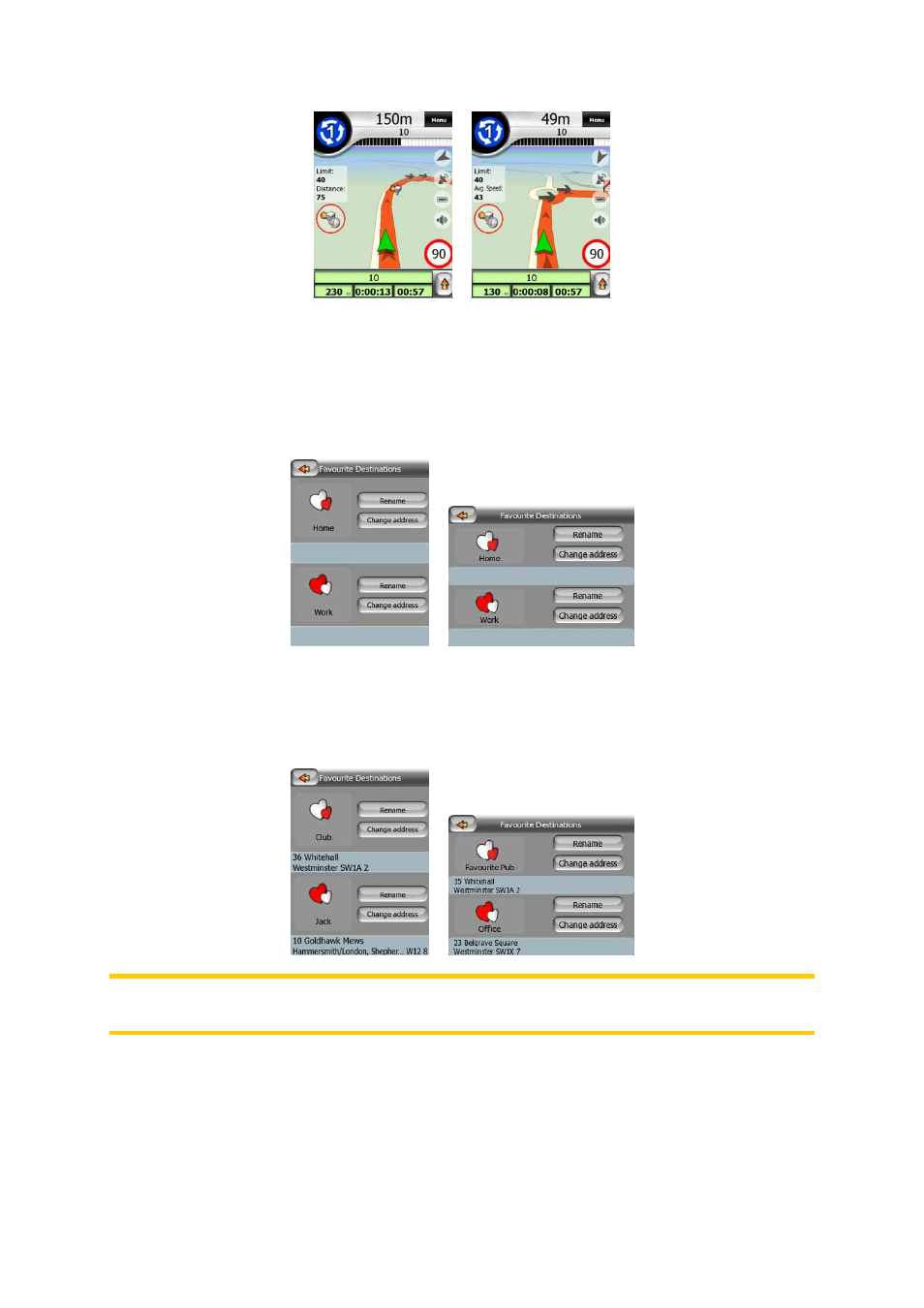 Set favourite destinations, Route recalculation, 6 set | Favourite destinations, 7 route, Recalculation | Mio A701 User Manual | Page 72 / 91