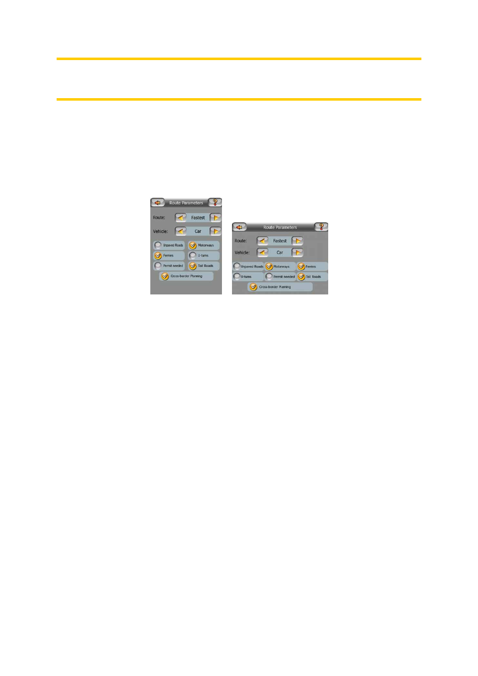 Route parameter settings, Route, Shortest | Fastest, Economical, Vehicle, 3 route, Parameter settings, 1 route, 1 shortest 6.3.1.2 fastest 6.3.1.3 economical | Mio A701 User Manual | Page 75 / 91