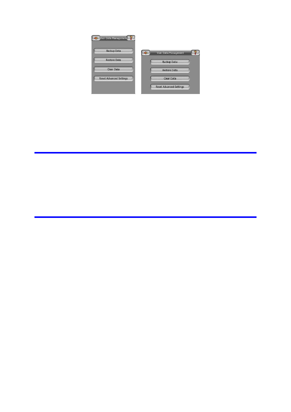 Backup data, Restore data, Clear data | Reset advanced settings, Advanced settings | Mio A701 User Manual | Page 81 / 91