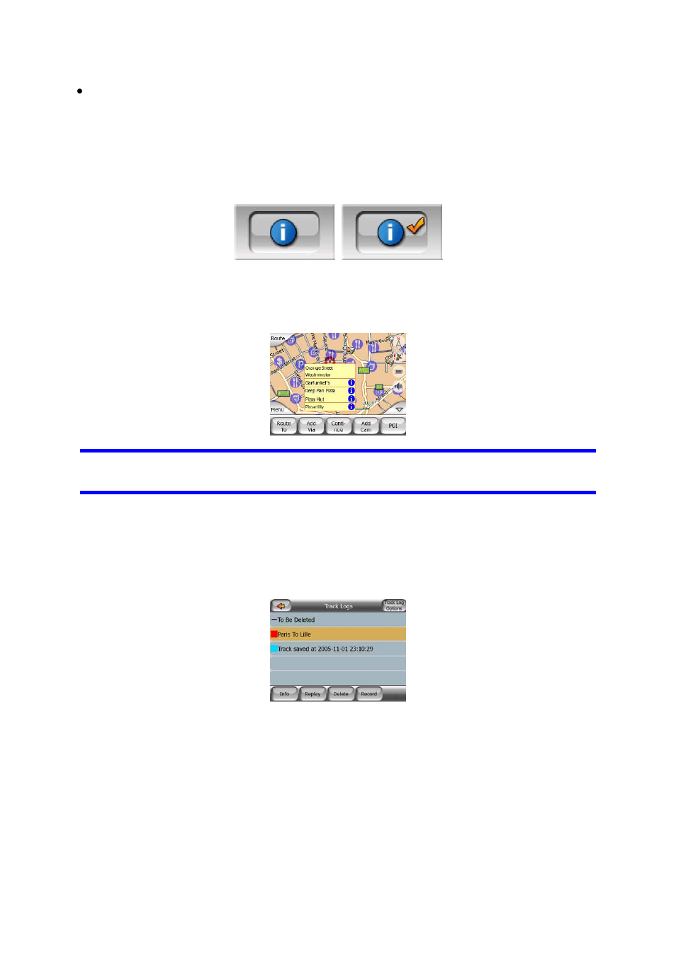 Popup information (switch), Manage track logs, 4 popup | Information (switch), 5 manage, Track logs | Mio C710 User Manual | Page 39 / 84