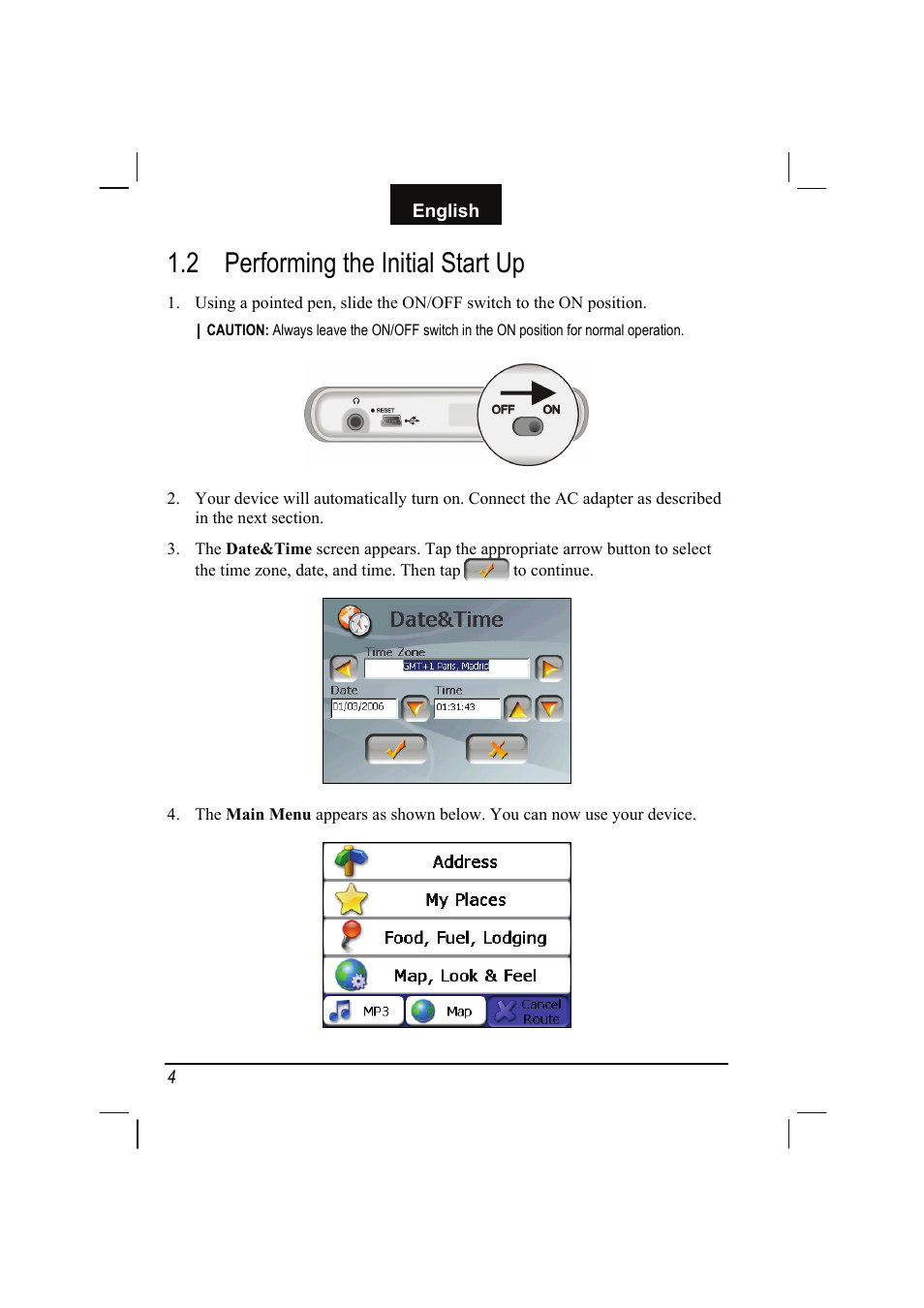 2 performing the initial start up, Performing the initial start up | Mio C310 User Manual | Page 10 / 48