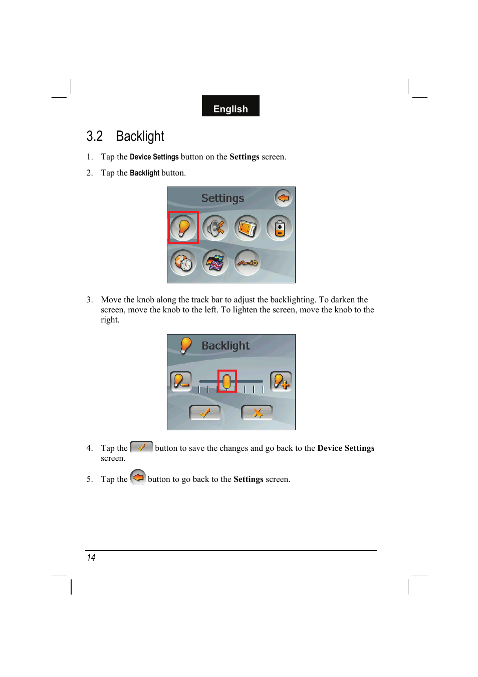 2 backlight, Backlight | Mio C310 User Manual | Page 20 / 48