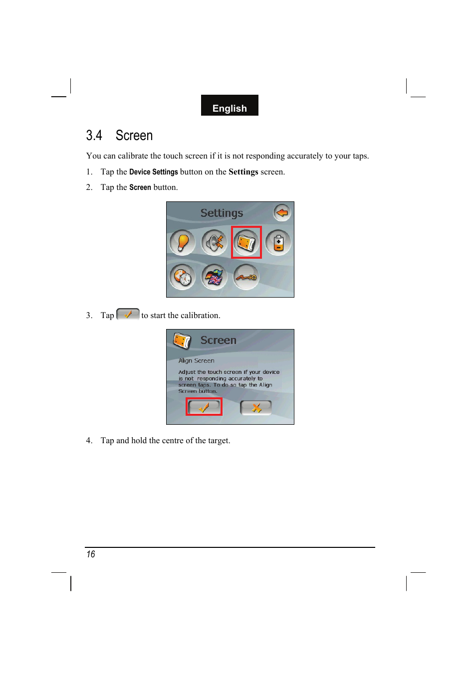 4 screen, Screen | Mio C310 User Manual | Page 22 / 48