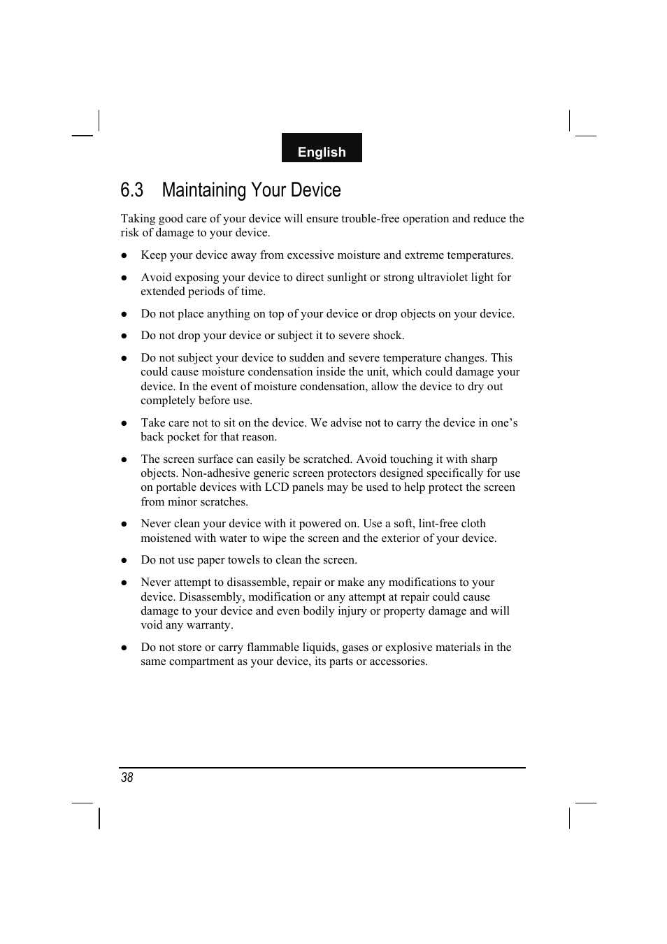 3 maintaining your device, Maintaining your device, English | Mio C310 User Manual | Page 44 / 48