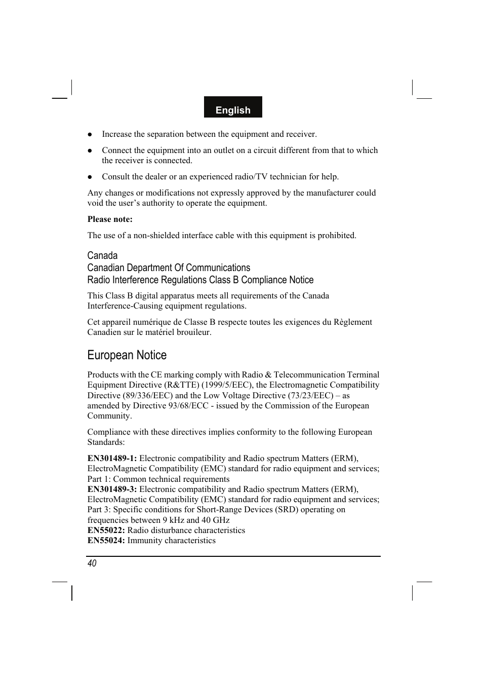 European notice | Mio C310 User Manual | Page 46 / 48