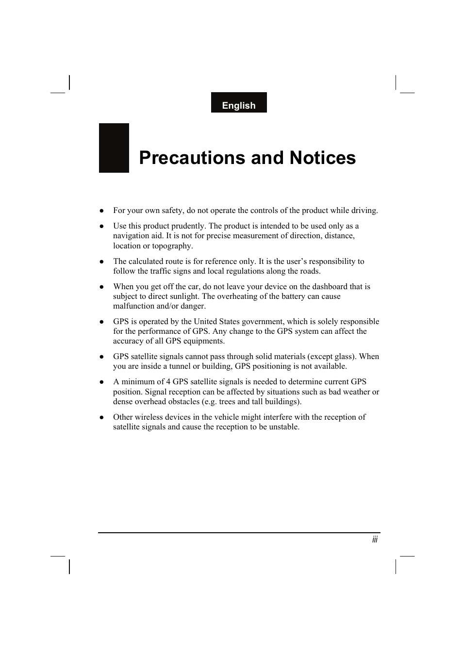 Precautions and notices, English | Mio C310 User Manual | Page 5 / 48