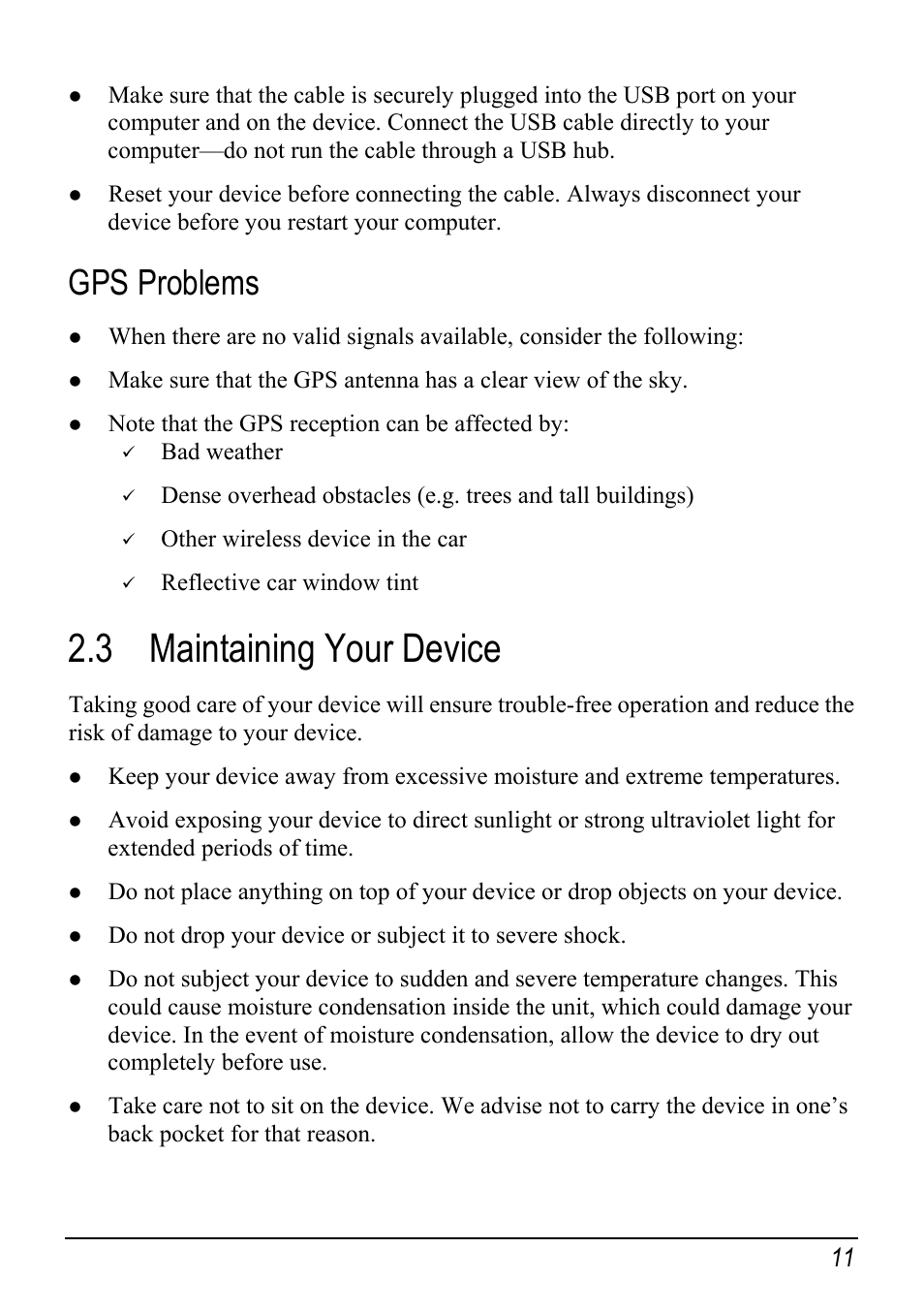 Gps problems, 3 maintaining your device, Maintaining your device | Mio DIGIWALKER C230 User Manual | Page 17 / 21