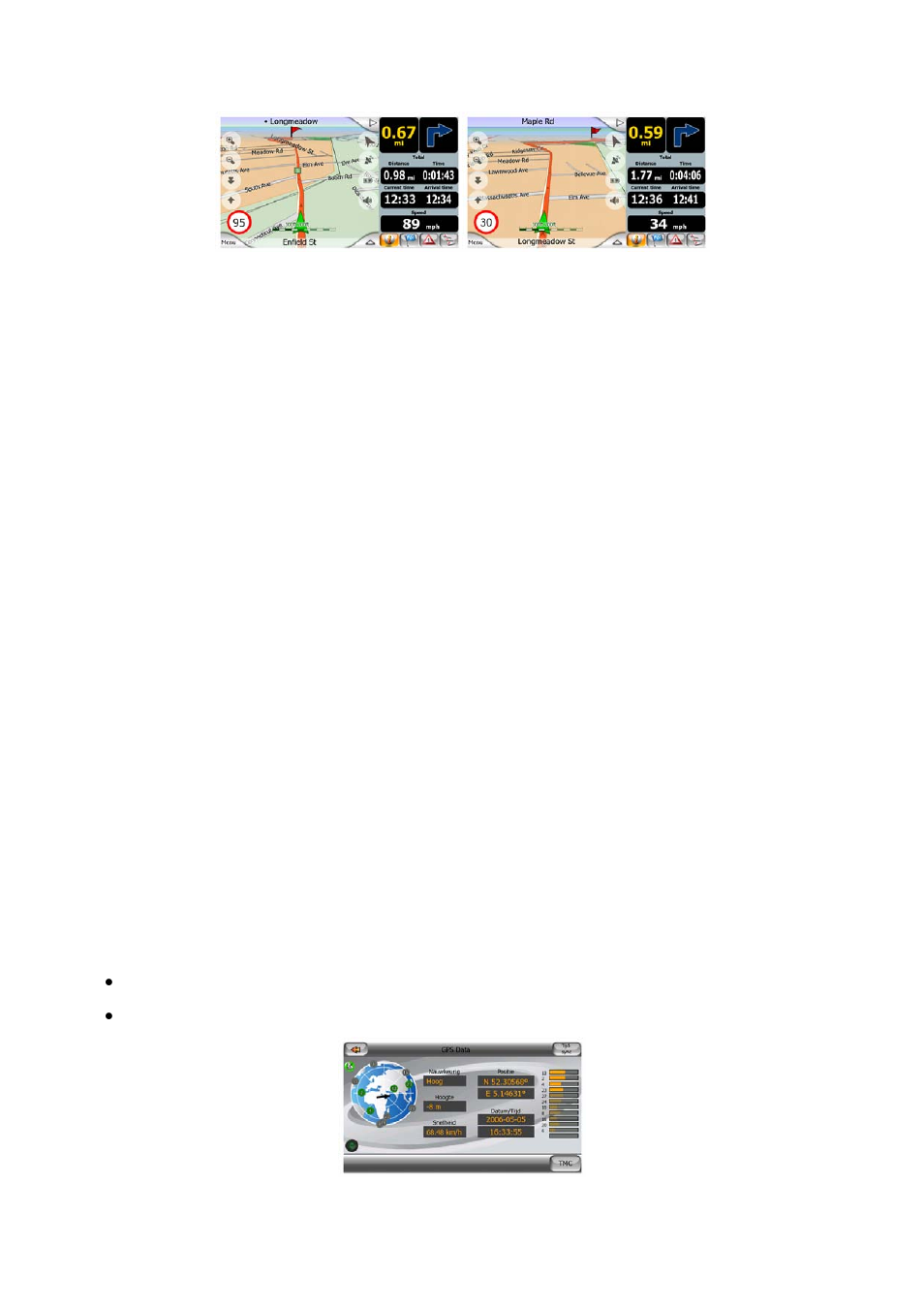 Approaching next turn (no. 20), Current speed limit (no. 21), Info panel content (no. 22) | Gps data screen | Mio MioMap v3.3 C320 User Manual | Page 34 / 93