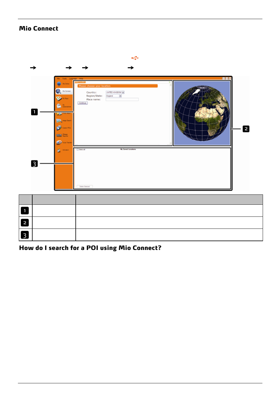 Mio connect, How do i search for a poi using mio connect | Mio 300-Series User Manual | Page 104 / 132