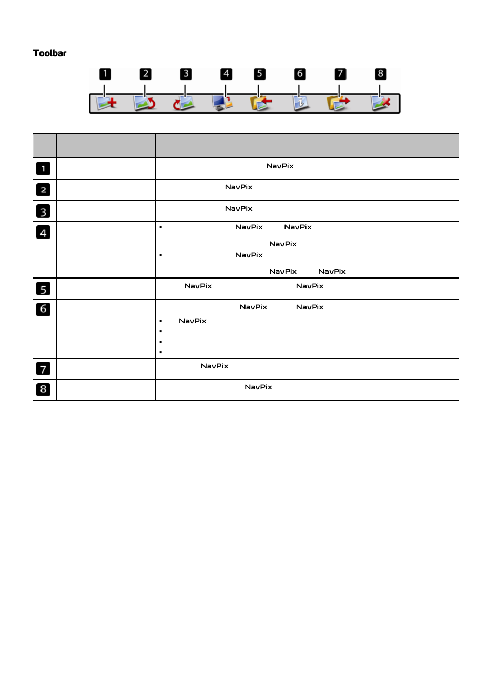 Toolbar | Mio 300-Series User Manual | Page 112 / 132