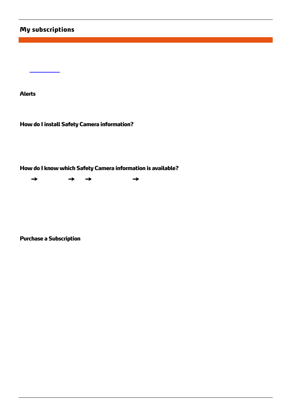 My subscriptions, Alerts, How do i install safety camera information | Purchase a subscription | Mio 300-Series User Manual | Page 119 / 132