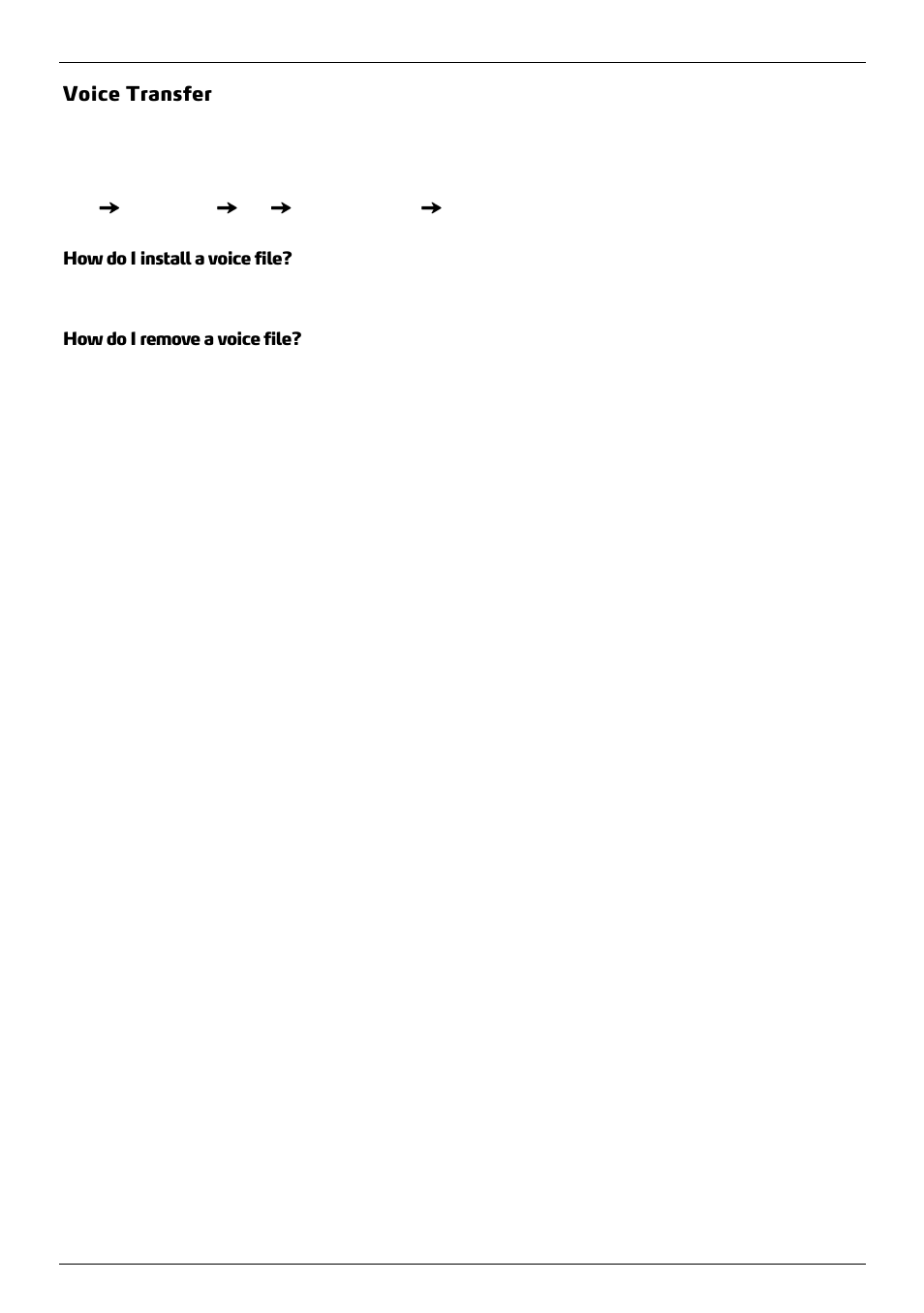 Voice transfer, How do i install a voice file, How do i remove a voice file | Mio 300-Series User Manual | Page 123 / 132