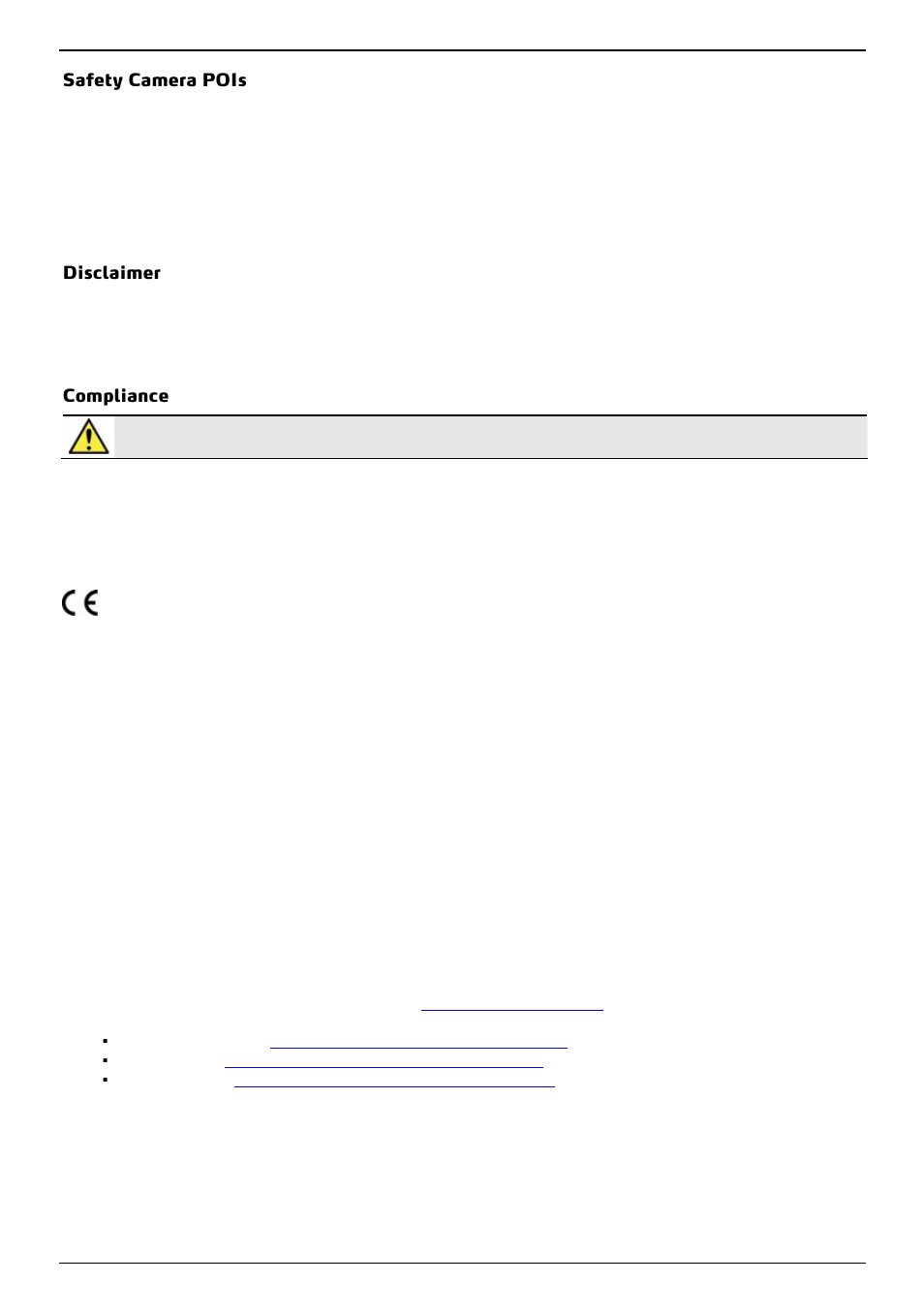 Safety camera pois, Disclaimer, Compliance | Mio 300-Series User Manual | Page 129 / 132