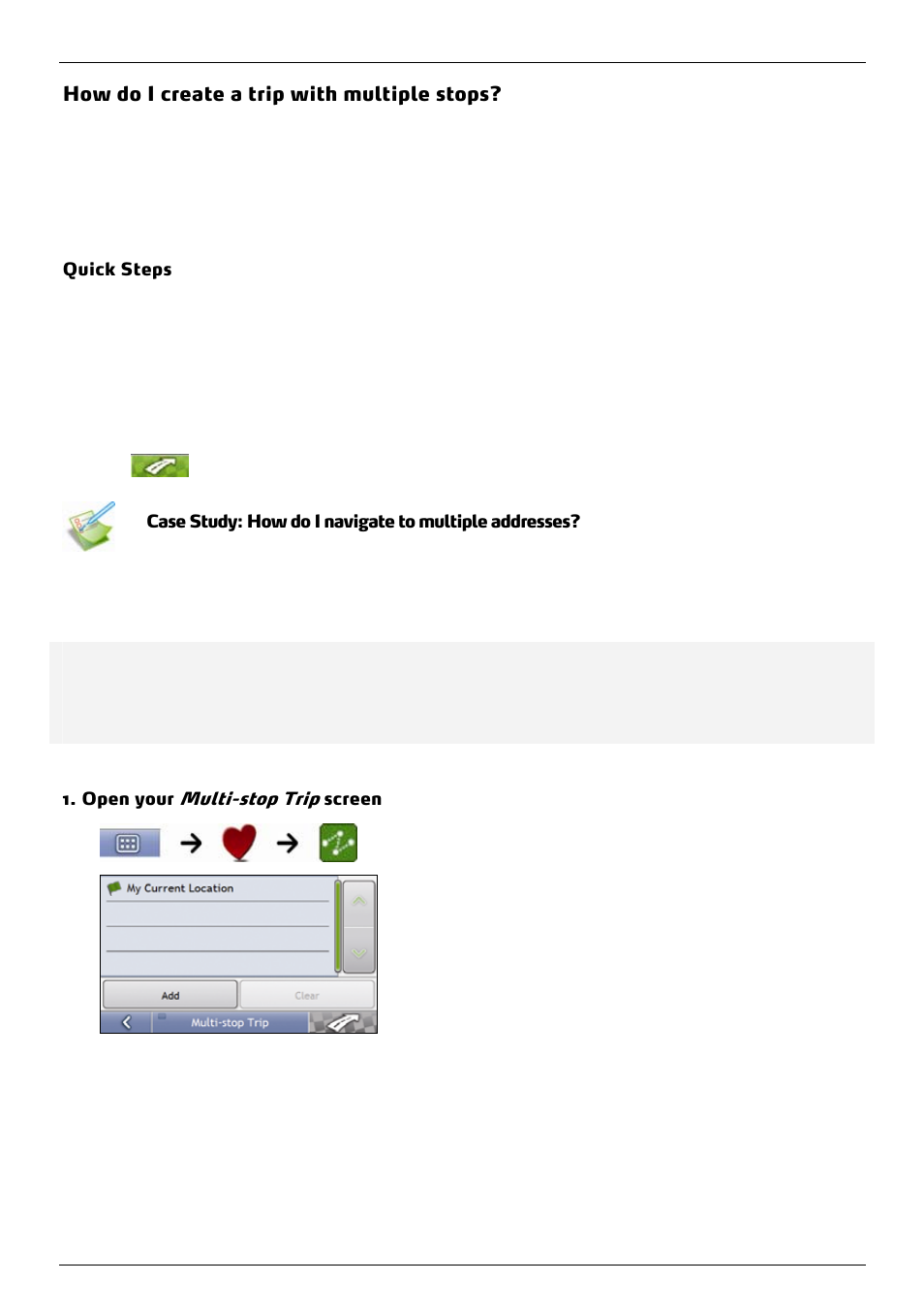 How do i create a trip with multiple stops, Multi-stop trip | Mio 300-Series User Manual | Page 24 / 132