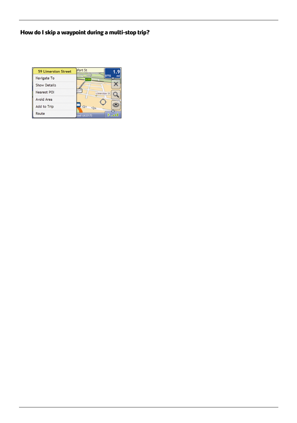 How do i skip a waypoint during a multi-stop trip | Mio 300-Series User Manual | Page 28 / 132