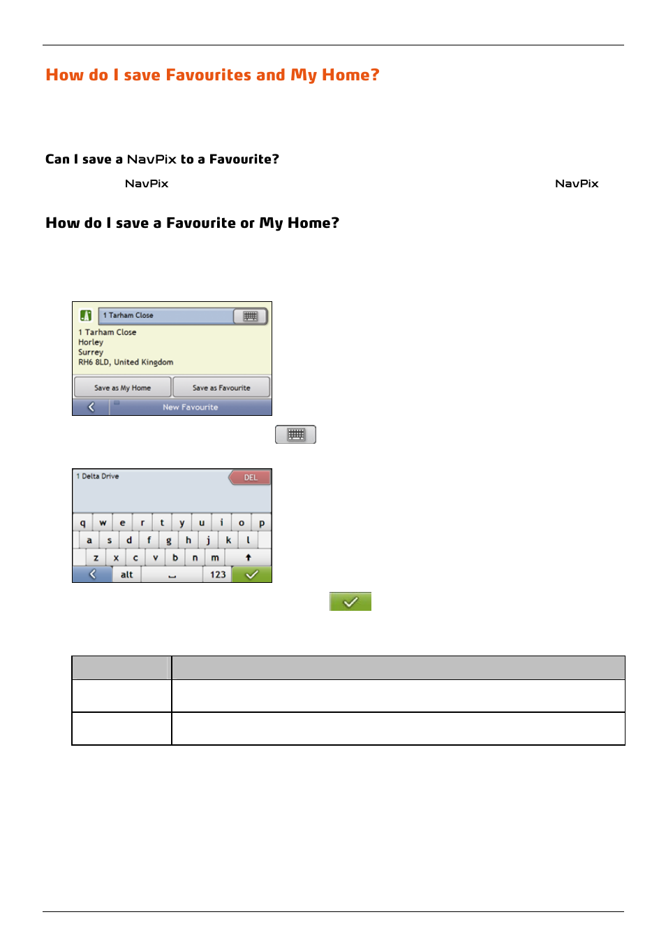 How do i save a favourite or my home, How do i save favourites and my home, Can i save a navpix to a favourite | Mio 300-Series User Manual | Page 32 / 132