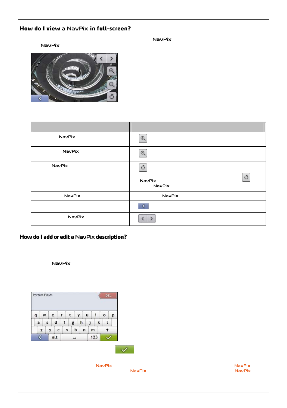 How do i add or edit a navpix description, How do i view a navpix in full-screen | Mio 300-Series User Manual | Page 56 / 132