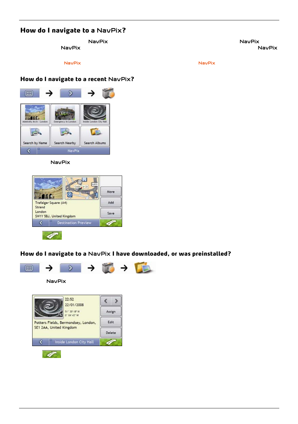 How do i navigate to a navpix | Mio 300-Series User Manual | Page 57 / 132