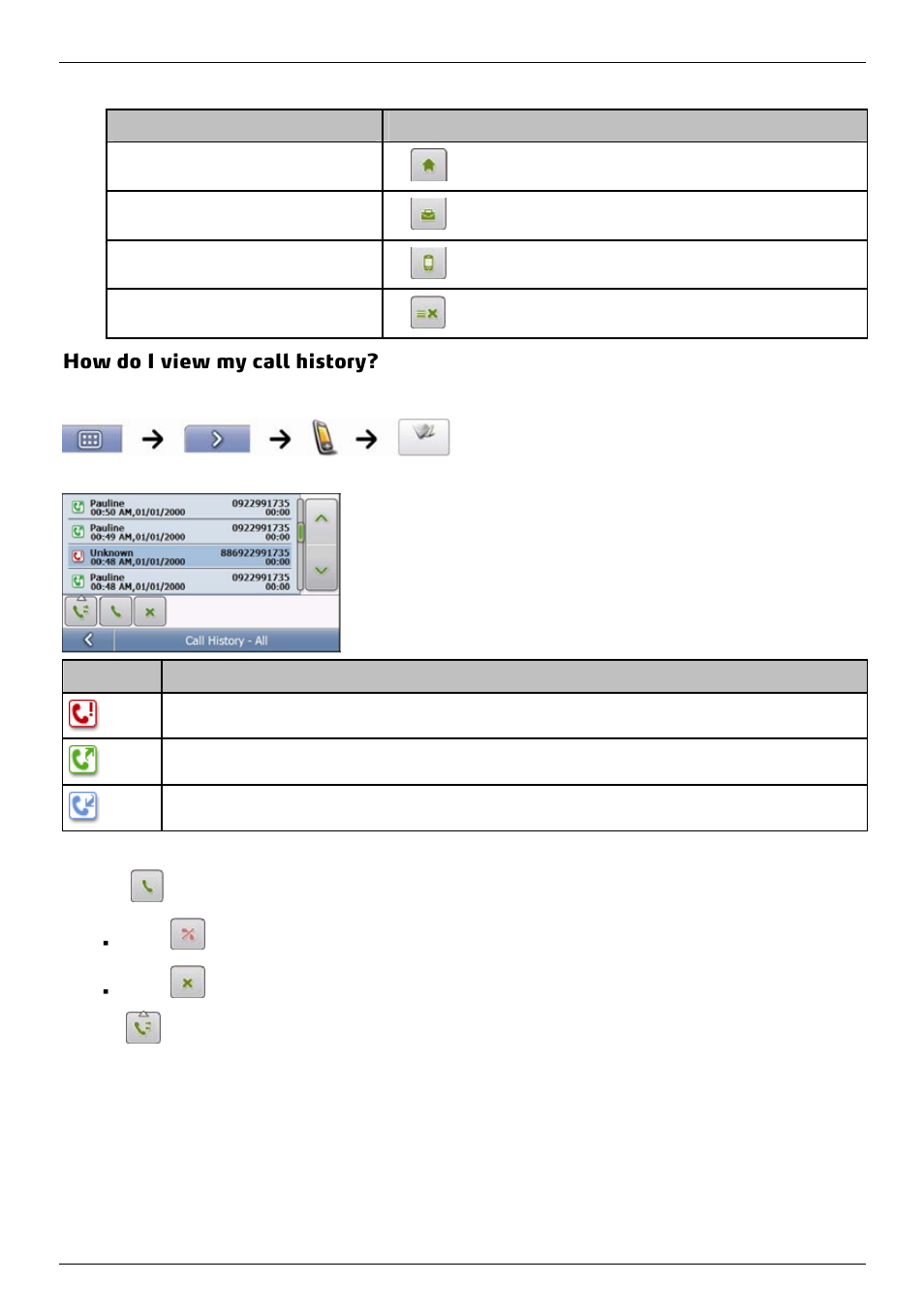 How do i view my call history | Mio 300-Series User Manual | Page 66 / 132