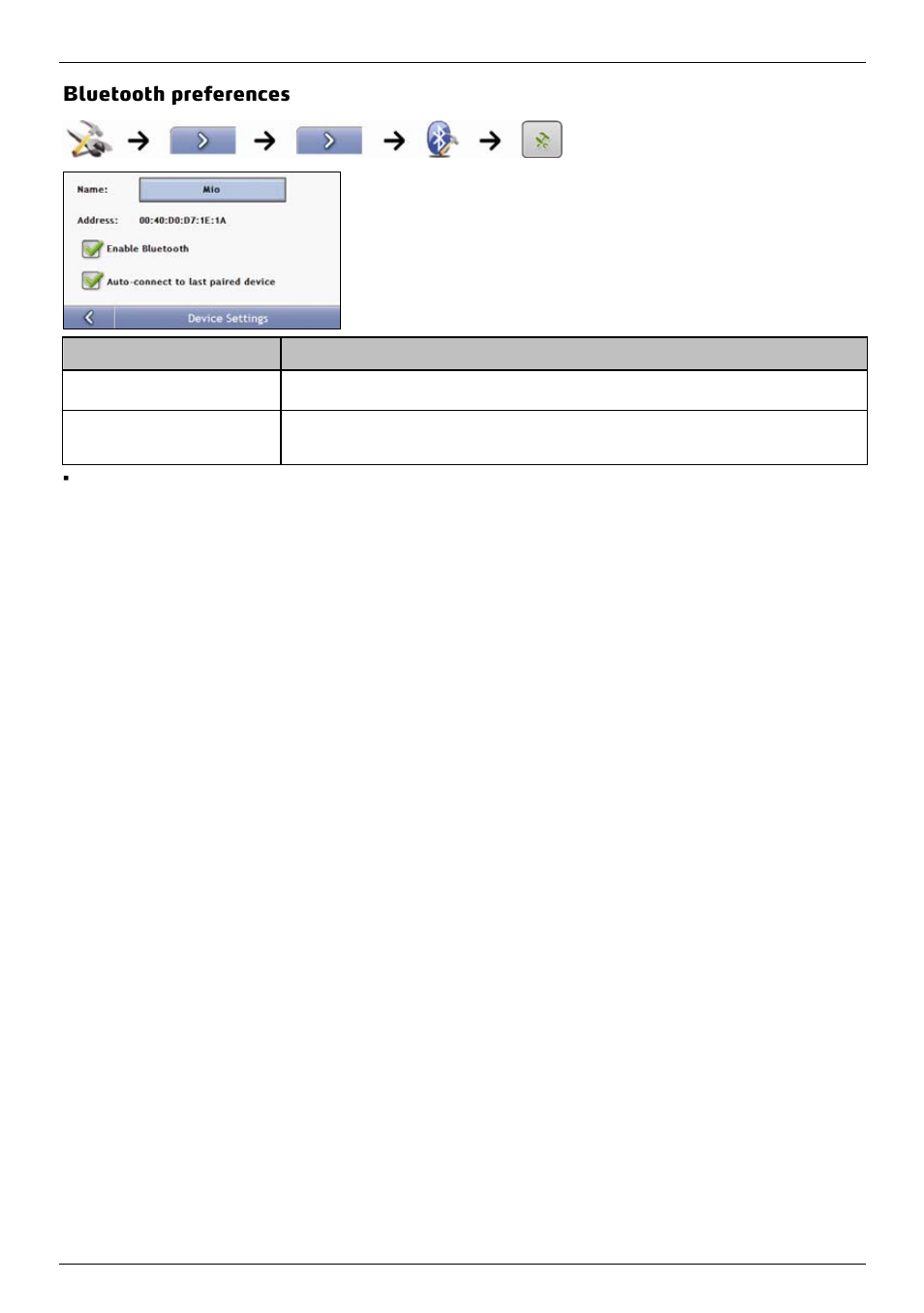 Bluetooth preferences | Mio 300-Series User Manual | Page 97 / 132