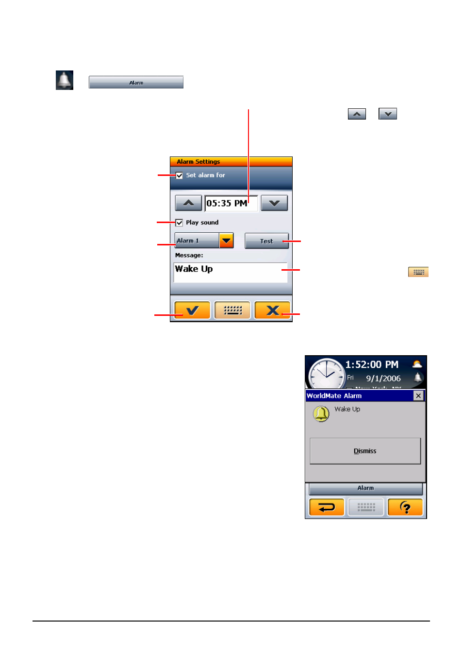 Setting the alarm | Mio H610 User Manual | Page 30 / 110