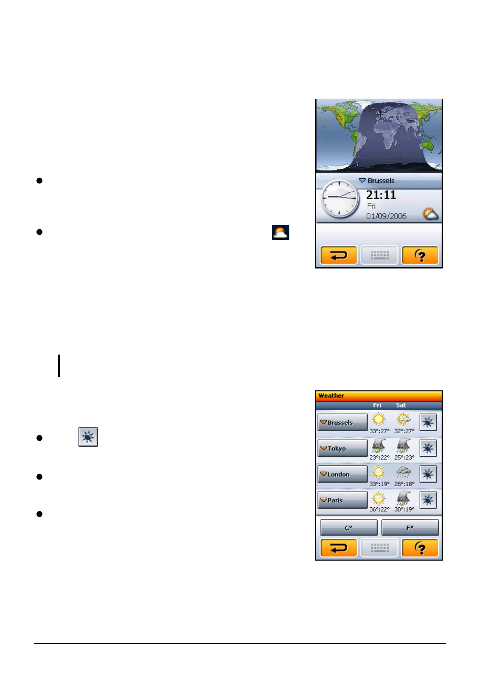 3 map, 4 weather, Weather | Mio H610 User Manual | Page 31 / 110