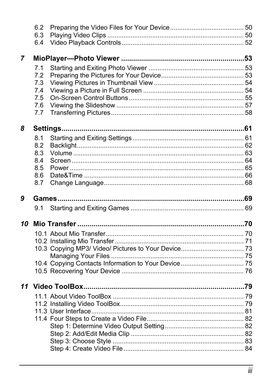 Mio H610 User Manual | Page 5 / 110