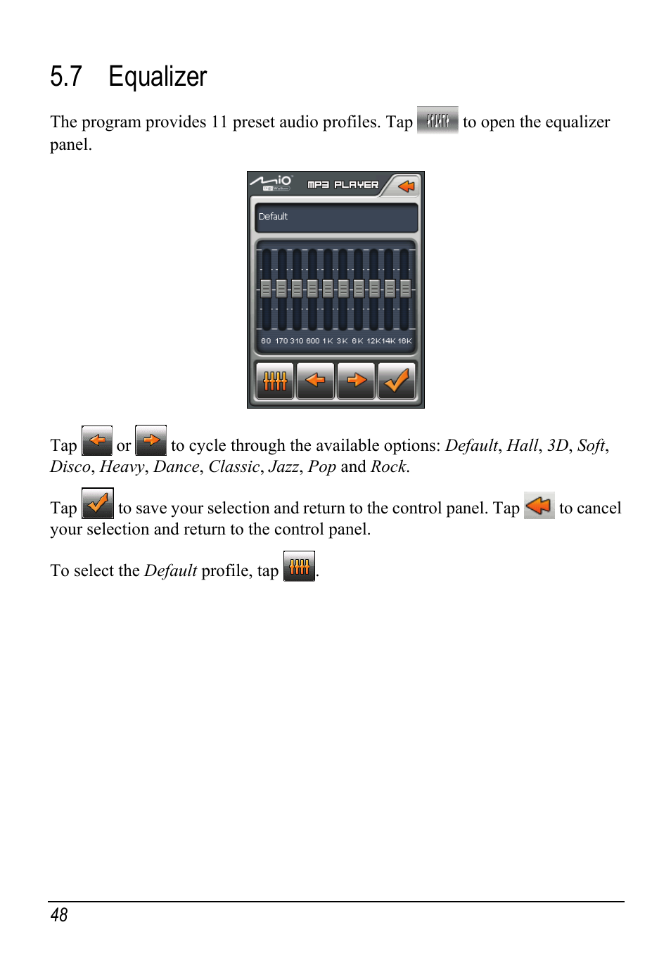 7 equalizer, Equalizer | Mio H610 User Manual | Page 56 / 110