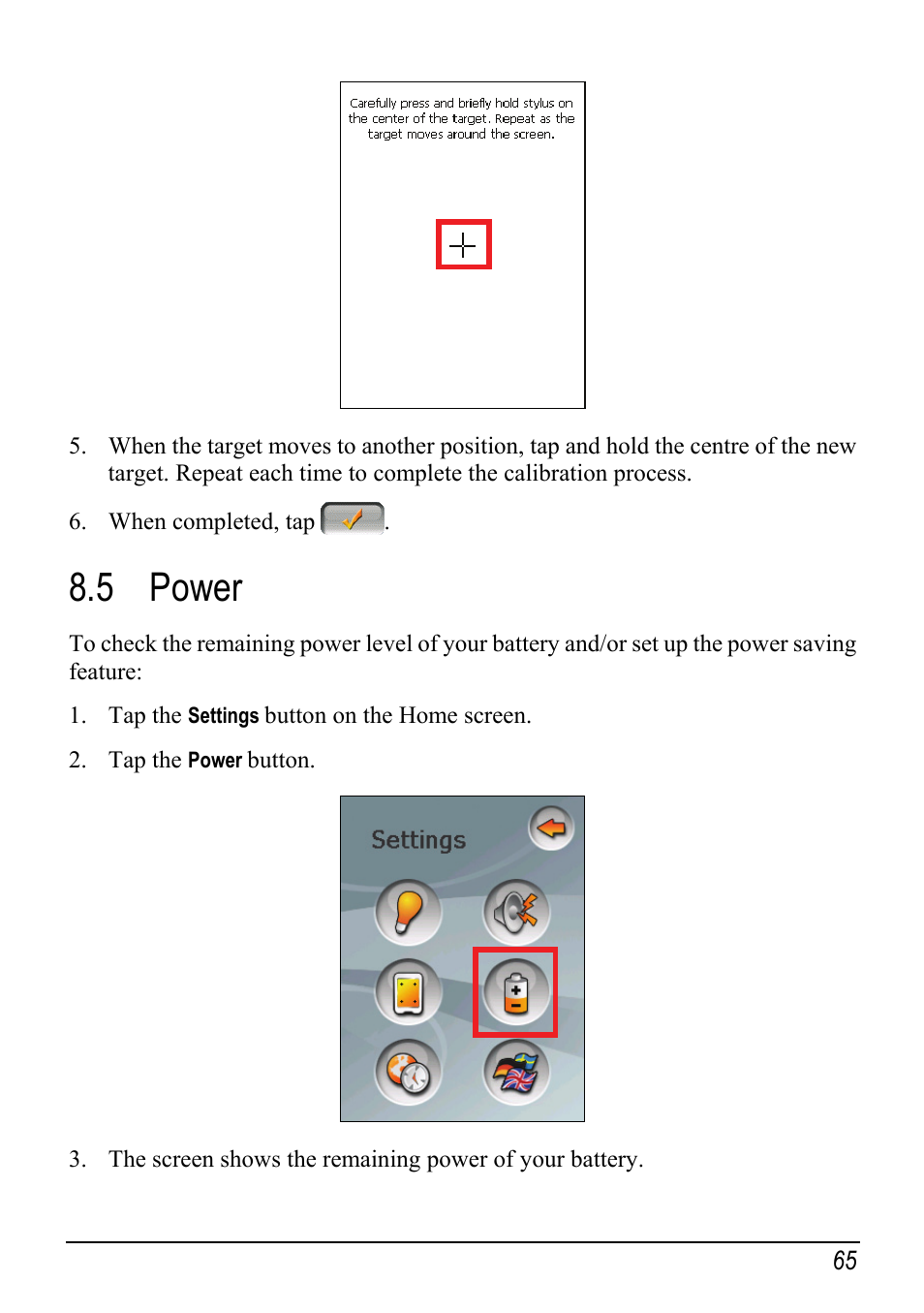 5 power, Power | Mio H610 User Manual | Page 73 / 110