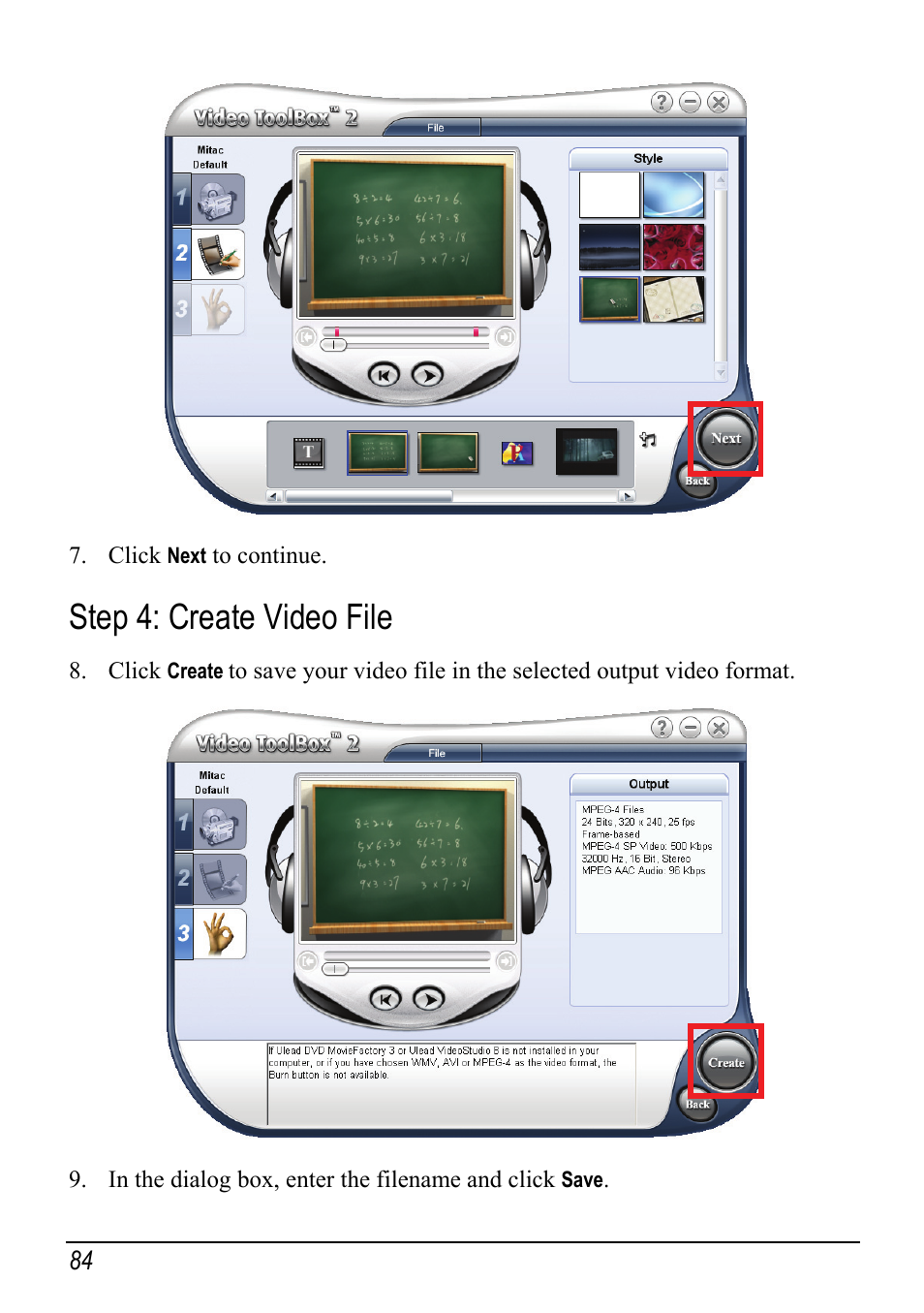 Step 4: create video file | Mio H610 User Manual | Page 92 / 110