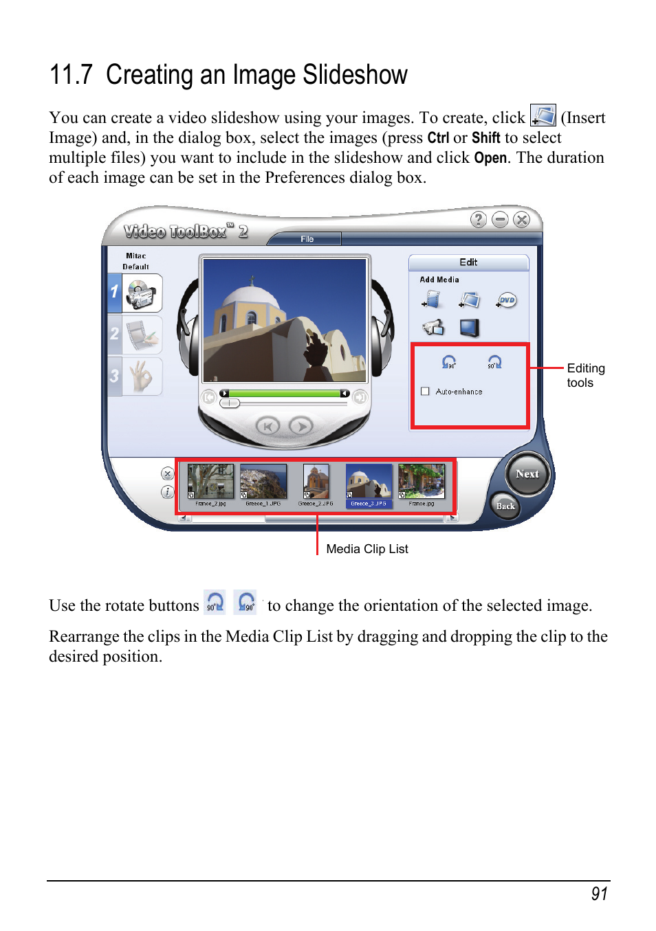 7 creating an image slideshow, Creating an image slideshow | Mio H610 User Manual | Page 99 / 110