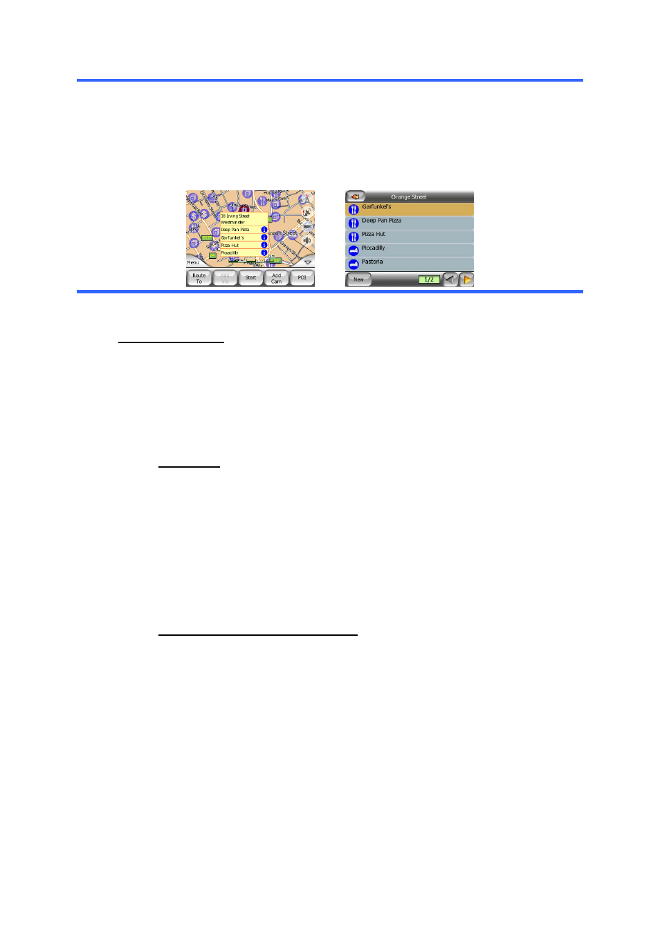 9 speed cameras, 10 contacts, 11 elements of the active route | 1 the start point, via points and the destination | Mio P350 User Manual | Page 26 / 105