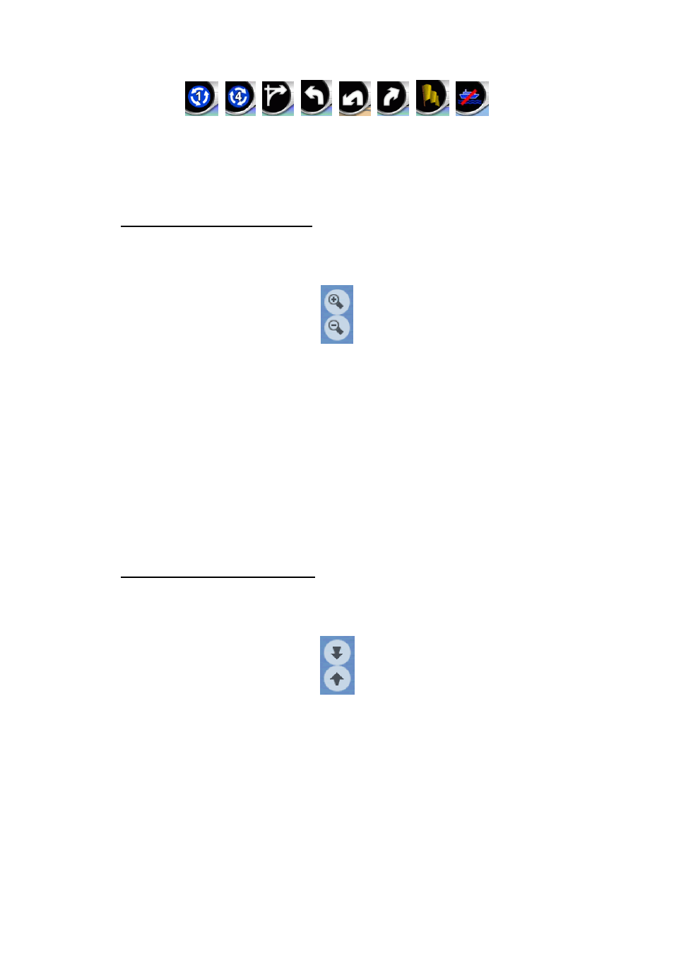 2 zoom in and out (no. 2 & 3), 3 tilt up and down (no. 4 & 5), Described in 4.3.3 | Described in 4.3.2, The semi-transparent screen icons (4.3.3 | Mio P350 User Manual | Page 30 / 105