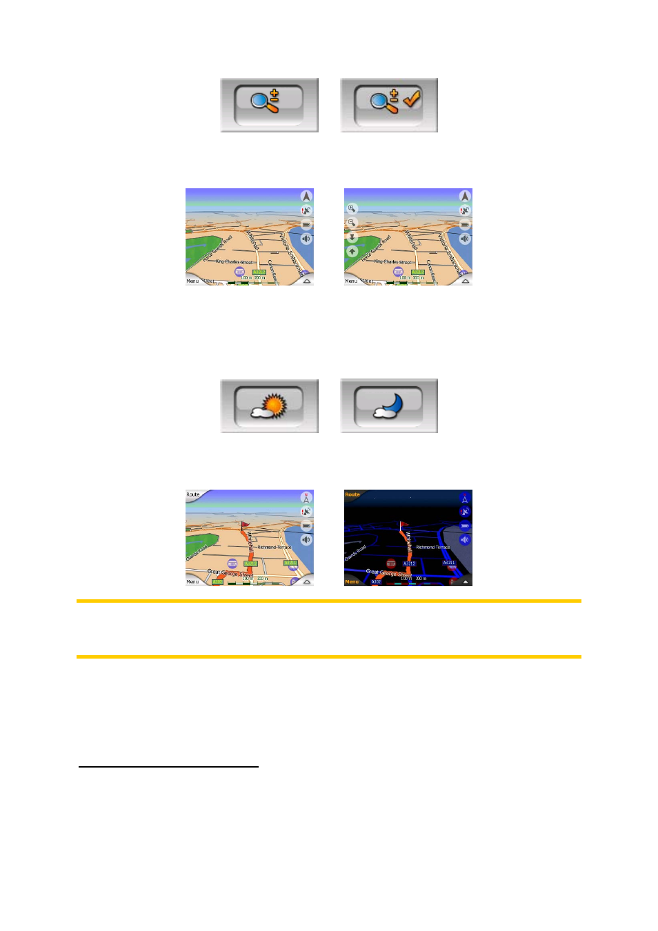 3 daylight & night modes (switch), 4 manage poi (points of interest), Manage built-in poi visibility | To hide (4.6.2.4 | Mio P350 User Manual | Page 46 / 105
