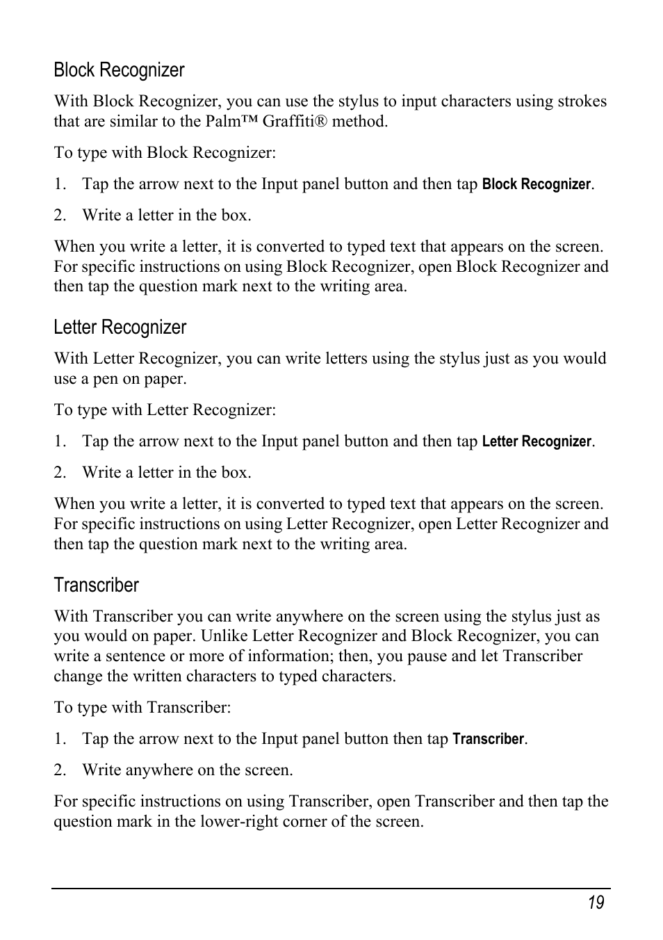 Block recognizer, Letter recognizer, Transcriber | Mio pmn User Manual | Page 27 / 100