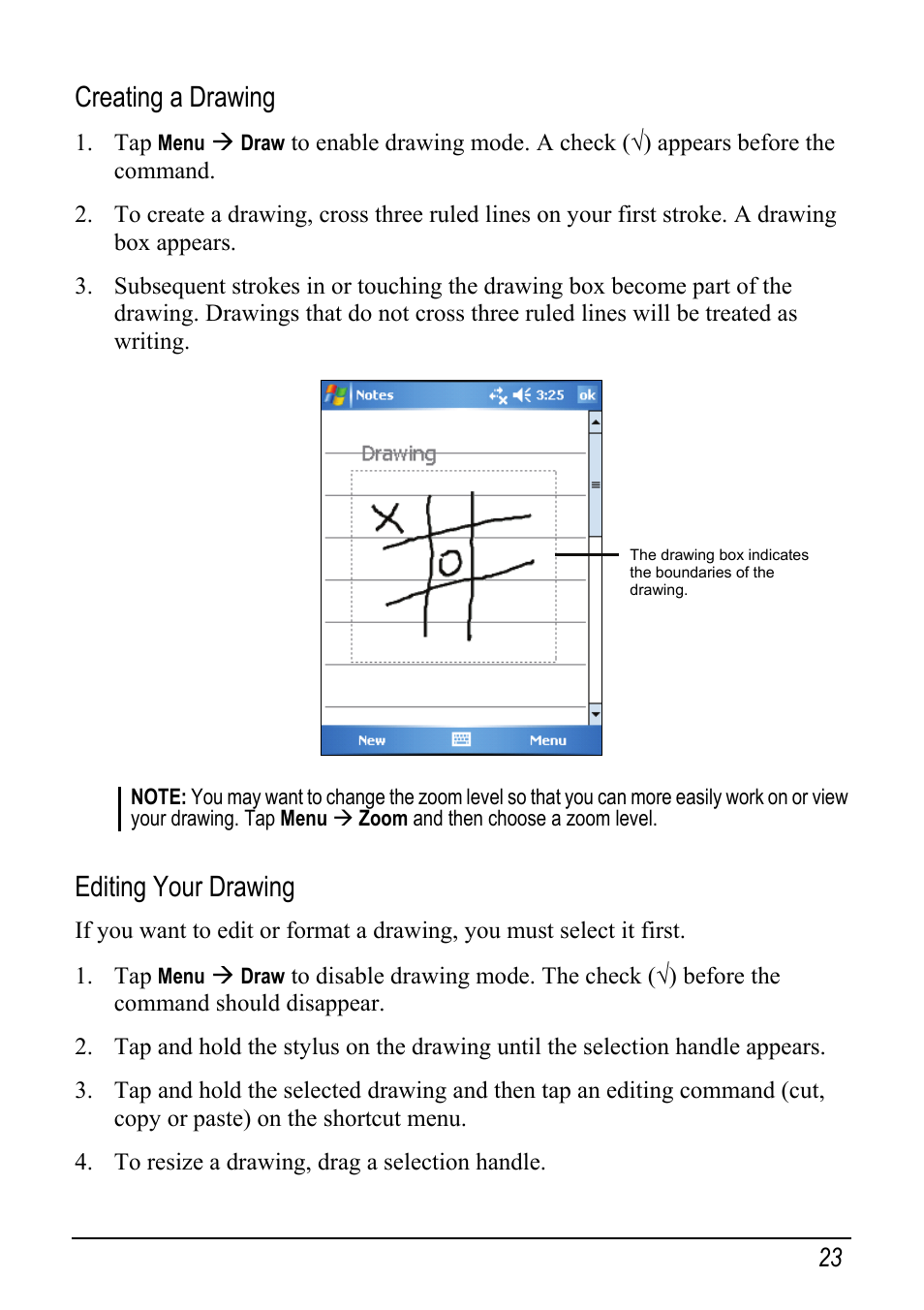 Creating a drawing, Editing your drawing | Mio pmn User Manual | Page 31 / 100
