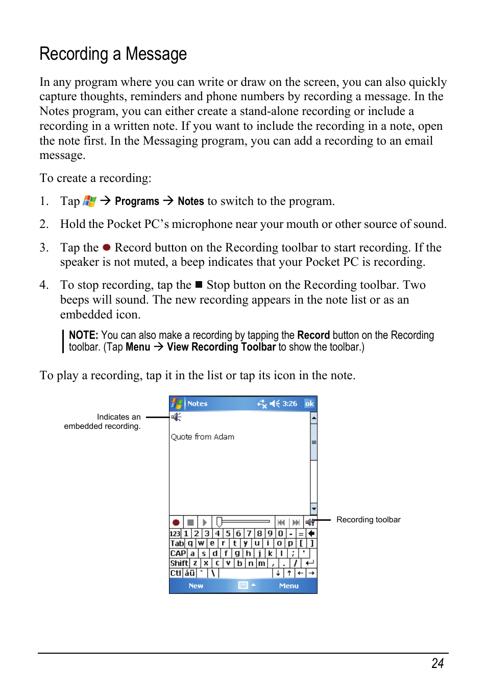 Recording a message | Mio pmn User Manual | Page 32 / 100
