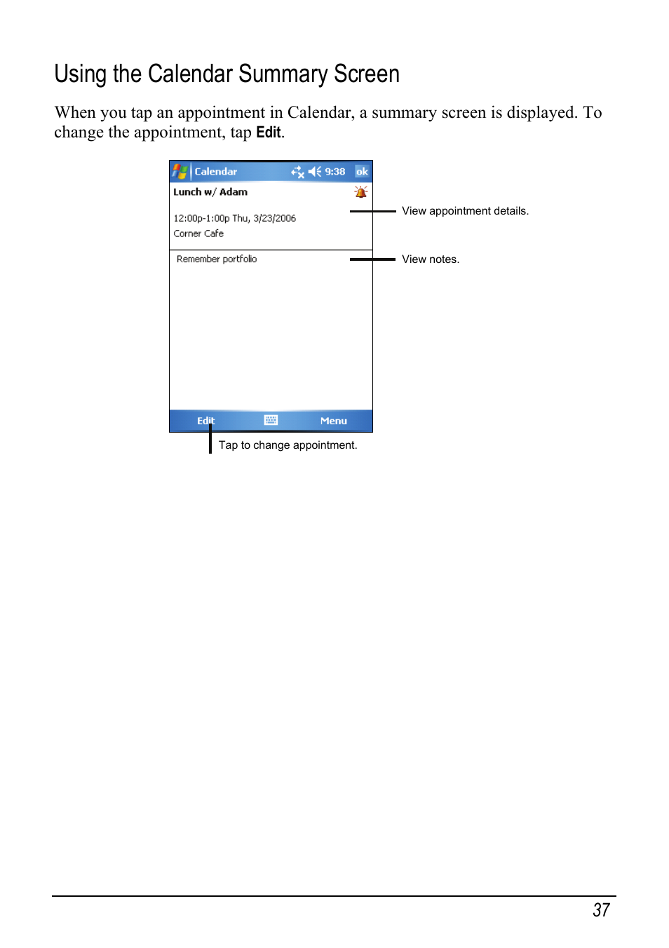 Using the calendar summary screen | Mio pmn User Manual | Page 45 / 100