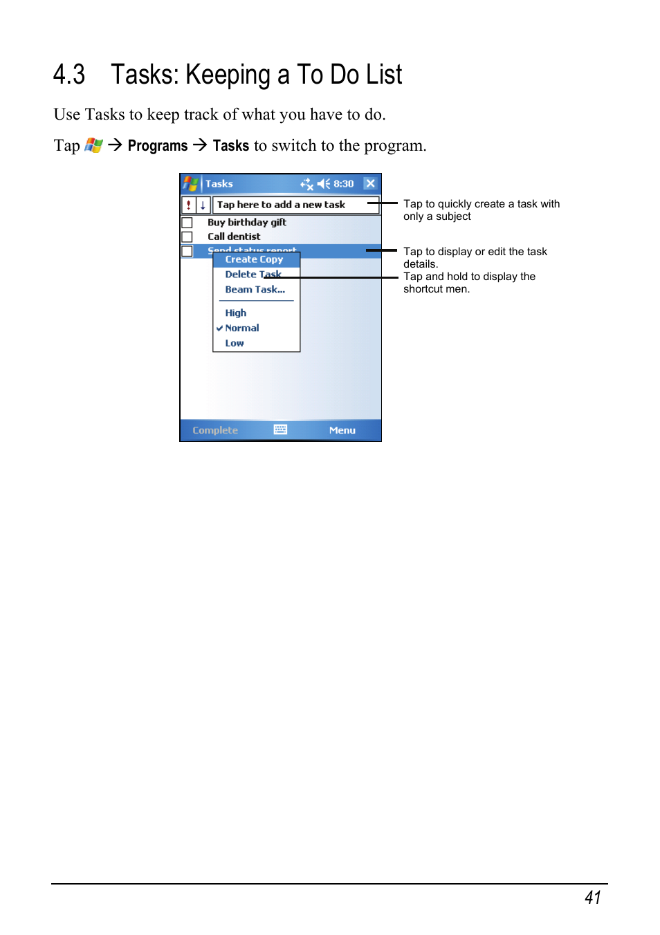 3 tasks: keeping a to do list | Mio pmn User Manual | Page 49 / 100