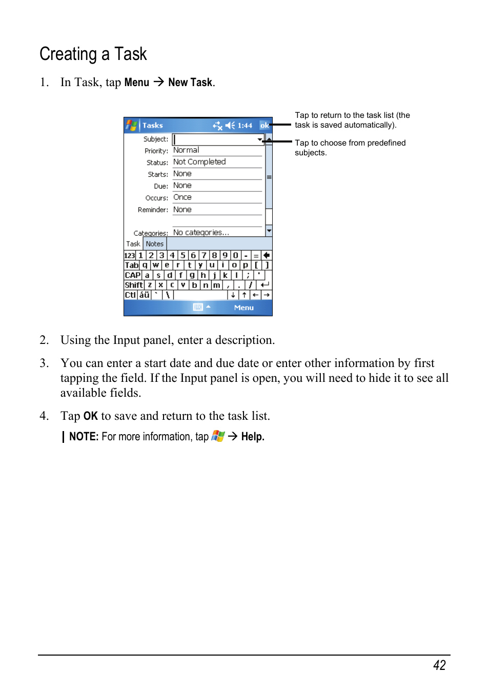 Creating a task | Mio pmn User Manual | Page 50 / 100