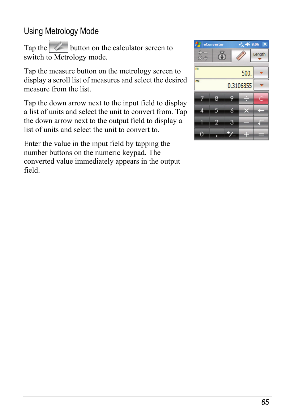Using metrology mode | Mio pmn User Manual | Page 73 / 100