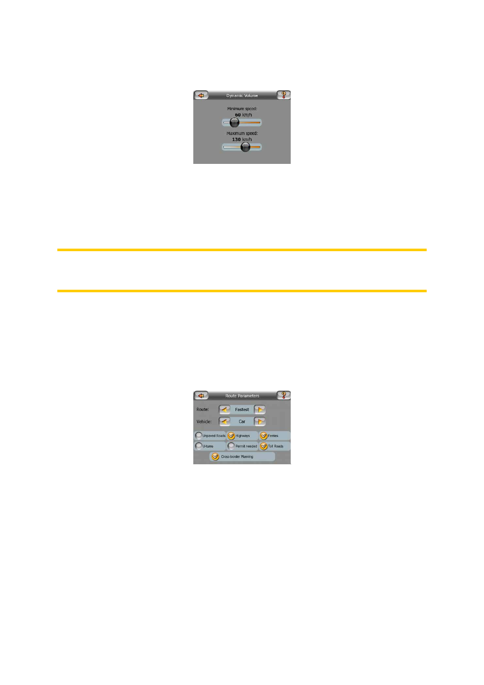 Attention tone, Route parameter settings, Route | Shortest, 5 attention tone, 3 route, Parameter settings, 1 route, 1 shortest | Mio MioMap User Manual | Page 69 / 84