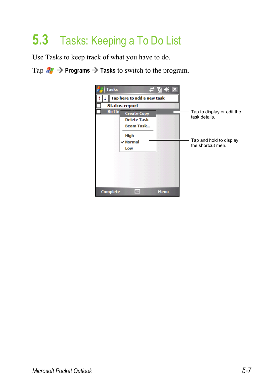 3 tasks: keeping a to do list, Tasks: keeping a to do list | Mio A501 User Manual | Page 101 / 202