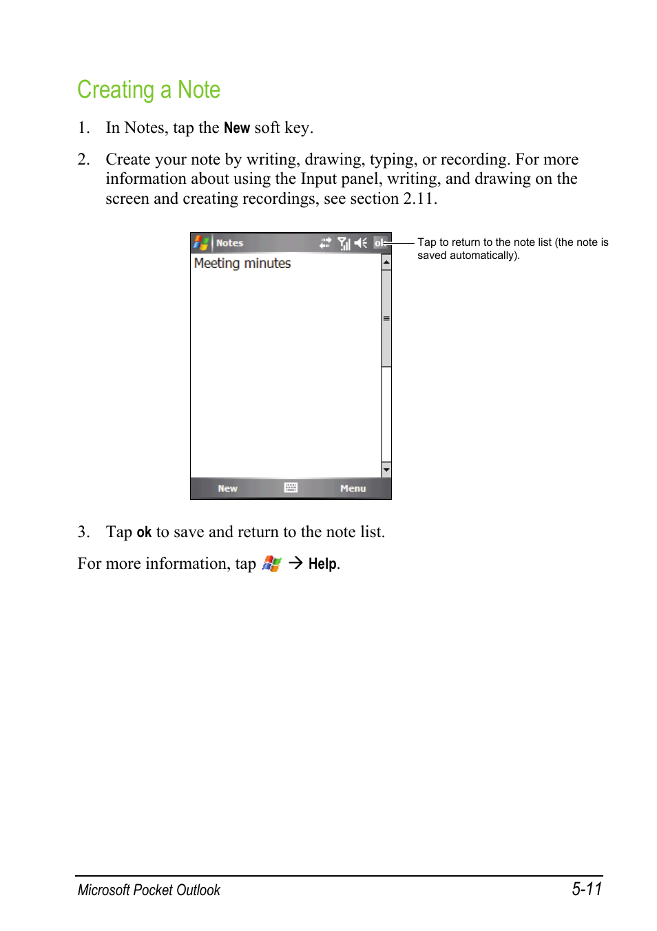Creating a note | Mio A501 User Manual | Page 105 / 202
