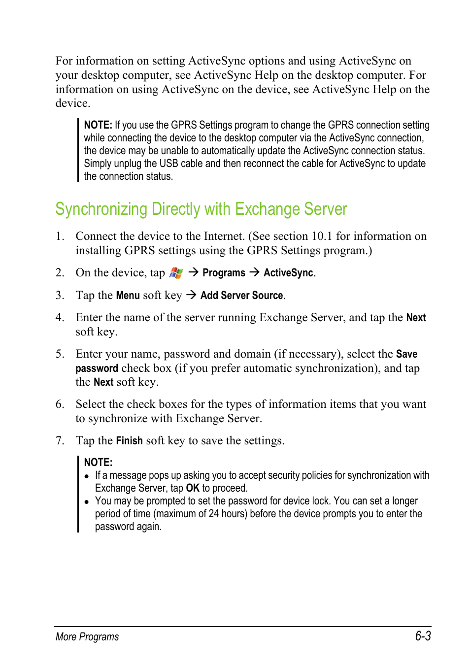 Synchronizing directly with exchange server | Mio A501 User Manual | Page 121 / 202