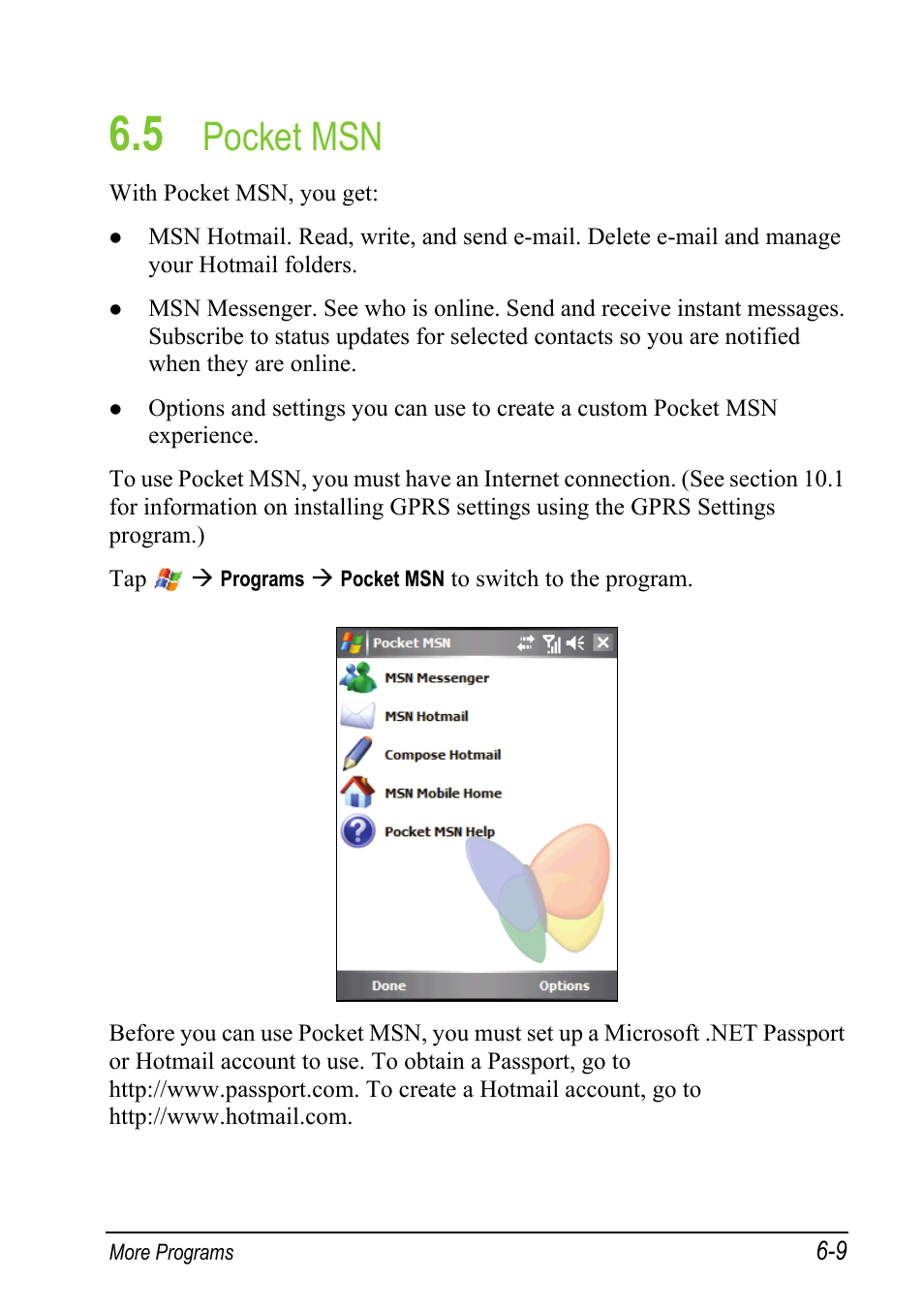 5 pocket msn, Pocket msn | Mio A501 User Manual | Page 127 / 202