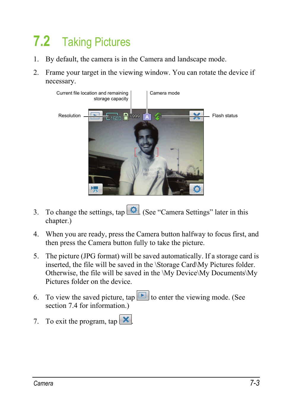 2 taking pictures, Taking pictures | Mio A501 User Manual | Page 139 / 202