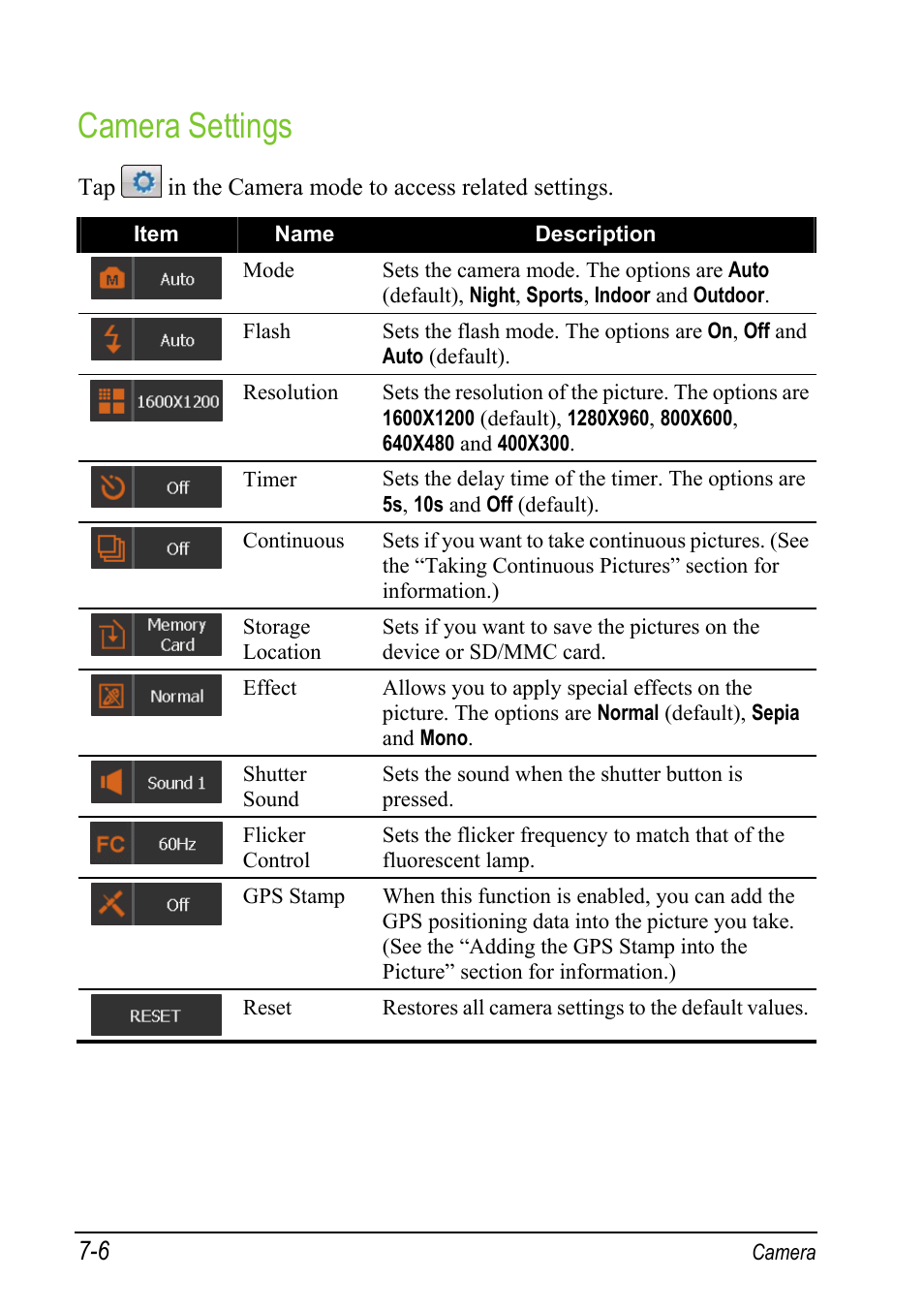 Camera settings | Mio A501 User Manual | Page 142 / 202